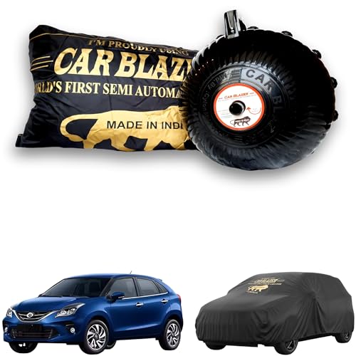 Image of CARBLAZER Portable & Semi-Automatic Full Body Car Covers: Heavy Duty Device| Anti-Theft| Dust & Scratch Proof | Water & Wind Resistant|Custom Fit| Dual-Side Cover, Compatible for Toyota Glanza