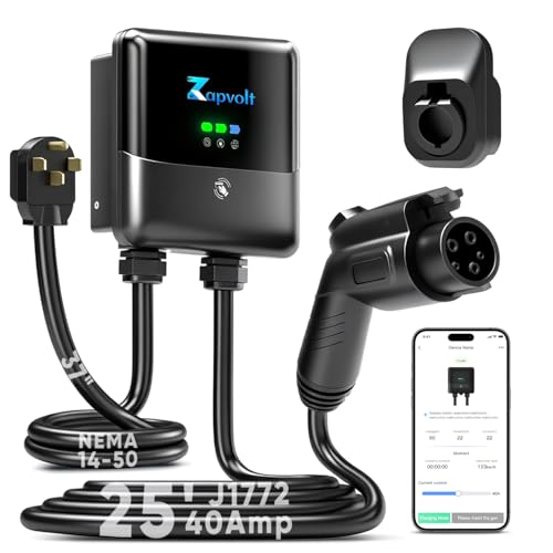 Level 2 EV Charger - 40Amp 240V 25FT Electric Vehicle Charging Station, Cable Sm...