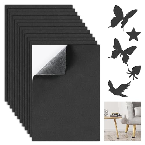 FICOFISE 12 Piezas Goma EVA Adhesiva Espuma, Almohadillas de Espuma Autoadhesivas 210x300x1mm/3mm，Hojas de Espuma Autoadhesiva Antideslizantes Cortable, para Protección de Muebles DIY Manualidades