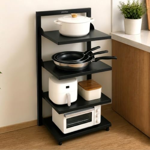 Image of Plantex Shelf Storage Rack /GI Steel Storage Organizer /4 Tier Shelf Rack for Home - Pack of 1 (Black)
