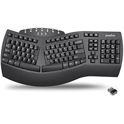 لوحة مفاتيح Perixx Periboard-612B اللاسلكية المريحة المنقسمة مع وضع مزدوج 2.4G وميزة البلوتوث، متوافقة مع نظامي التشغيل Windows 11 وMac OS X، باللون الأسود، تصميم باللغة الإنجليزية الأمريكية