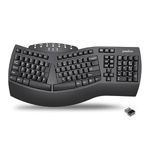 Perixx Periboard-612B Wireless Ergonomic Split Keyboard with Dual Mode 2.4G and Bluetooth Feature, Compatible with Windows 10 and Mac OS X System, Black, US English Layout