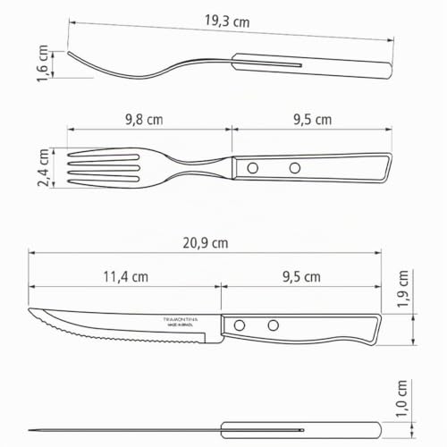 Foto von Tramontina 22299/002 Steakbesteck-Set, 12-teilig mit Naturholzgriffen 2-Fach vernietet