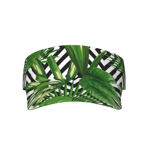 Sombrero unisex con diseño de hojas verdes de palmera con estampado de plantas tropicales, diseño de parte superior hueca, a la moda para deportes al aire libre, Negro -, talla única