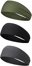 PAROPKAR Multi Sport Camo Headband Sweat Absorbing Wide Basketball Football Cycling Running Gym Yoga Workout Headband for Men Women Pack of 3 (Olive Black Grey)
