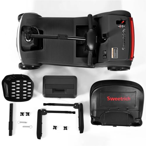 Scooter de movilidad de 4 ruedas y 6 km/h, scooter eléctrico para personas mayores, capacidad de carga de 136 kg, autonomía de 15 km, batería extraíble, luz LED, USB, negro