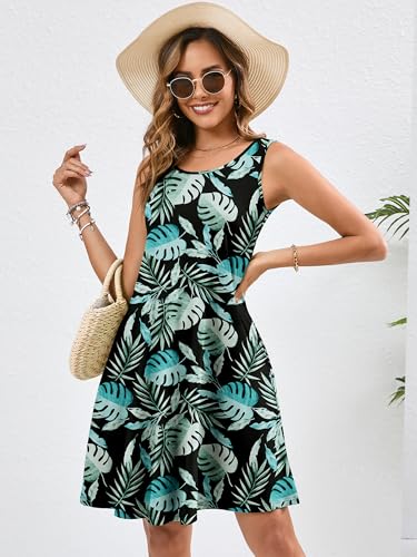 Image of KORSIS Summer Dress for Women Casual T Shirt Tank Dresses Sleeveless Swing Flowy Ladies Beach Vacation Sundress with Pocket