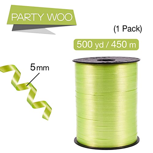Image of PartyWoo Lime Green Ribbon - 500 Yard Curling Ribbon for Crafts, Balloon String, Gift Wrapping, Florist Flowers (1 Roll)