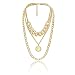 Multilayer Chain Choker Necklace Half Moon Rhinestone Pendant Statement Necklace Moon Pendant for Women Jewelry Party (Muiltlayer Necklace)