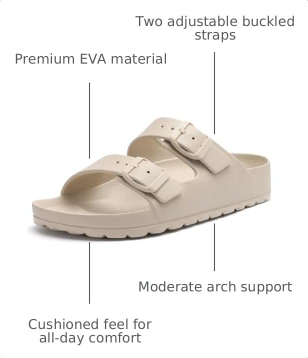 Image of KIDMI Medium Arch Support EVA Beach Sandals for Women | Women's Adjustable Buckle Straps Waterproof Pool Sandals, Comfortable Slip on Summer Slides for home and Casual Walks