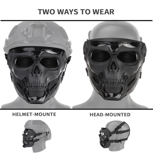 Masque tactique crâne avec lunettes transparentes intégrées