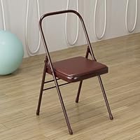 IMUNKT Silla Plegables De Yoga Pilates, Silla Auxiliar Yoga para Hogar, Silla De Yoga Iyengar Plegable, Silla De Yoga De Metal con Respaldo, Cuero PU De Calidad(Green