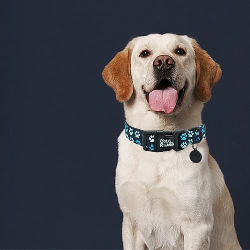 Image of Dog Collar-Cute Footprint Adjustable Pet Collars Soft Comfortable Cotton Puppy Collar Durable Gift for X-Small Dogs