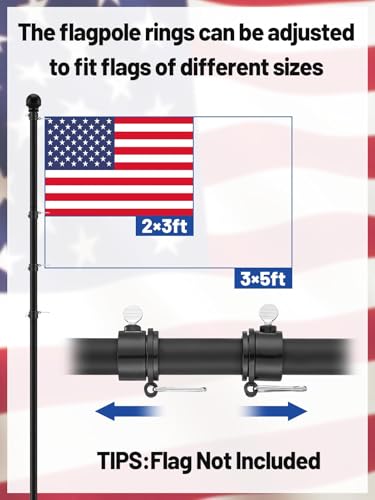 Acostop 10 FT In Ground Flag Poles for Outside House - Fit for 2 Flags Extra Thick Flag Pole Kit with 5 Prongs Base, Windproof Ground FlagPoles for Residential Small Medium Lawn Temporary Event