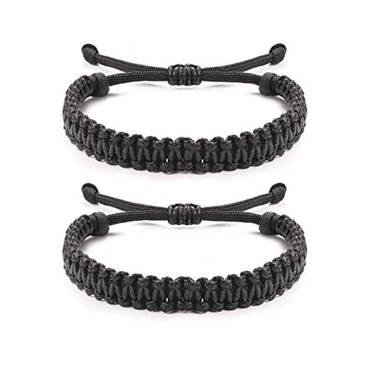 Jeka Handmade Friendship Bracelets Paracord Rope Surfer Braided Woven Bracelets Adjustable Distance Surfer Bracelets for Men Boys Wristbands Gift Black