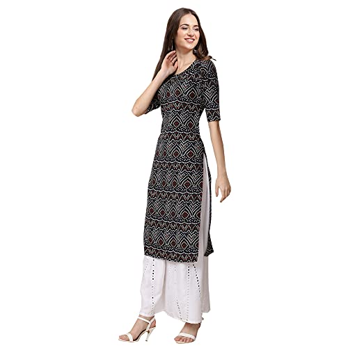 Image of Pinkmint Women's Crepe Grey Color Floral Printed Straight Kurti[NB-530357]
