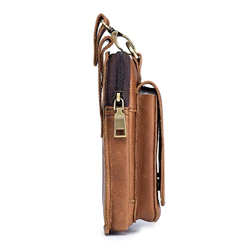 Moniss Bolsa de cinto masculina de couro vintage bolsa de viagem para celular carteira carteira poch