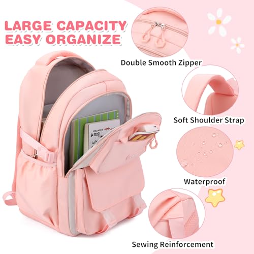 Girls Backpack,Kids Backpack for Teen Girls School Bookbag for Elementary Primary High School (Black Pink)3