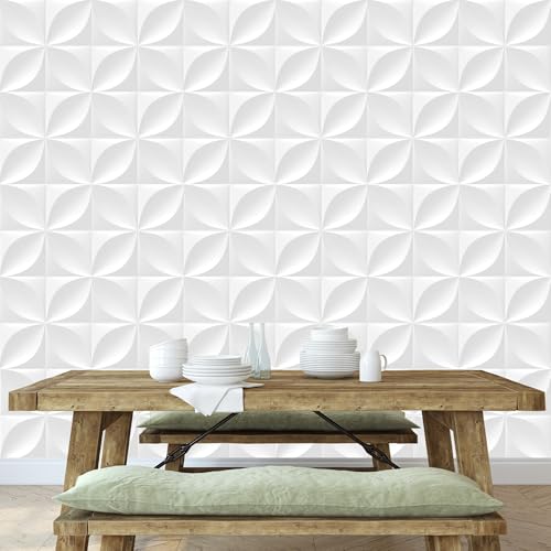 Image of Kayra Decor PVC Panel for Wall Butterfly Design White Color 19.7 inch x 19.7 inch (Pack of 40) - Covers 107.80 Sq. Ft.