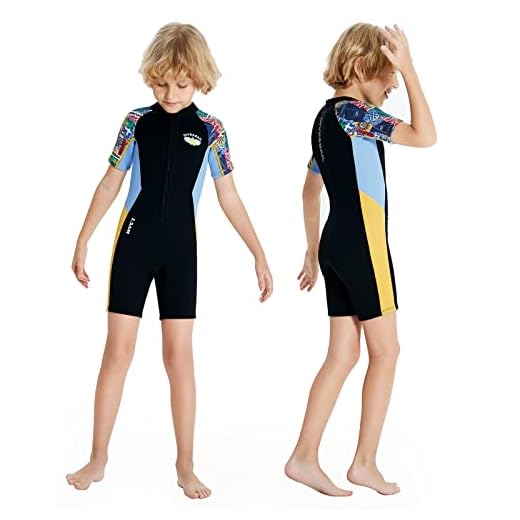 ANVIGO Neoprenanzug Kinder Neopren Shorty Thermal Tauchen Badeanzug, 2,5 mm Neopren Frontreißverschluss Einteilige Neoprenanzüge für Wassersport Surfen Schwimmen Tauchen Jetski (Schwarz, L)