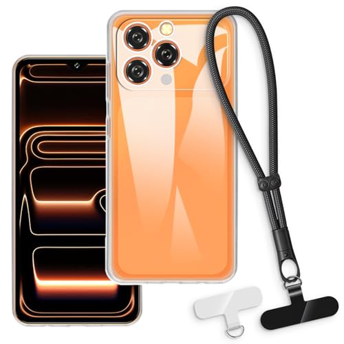 OAGELIM 2-in-1�ی�P�[�X�ƃ��X�g�X�g���b�v Oukitel C17 4G 2026 �Ƃ̌݊������� ���O���\�ȃ��j���[�h�t���d�b�J�o�[�A����~�ߕ����h�~�O���b�v�n���h�� (�N���A + �u���b�N)