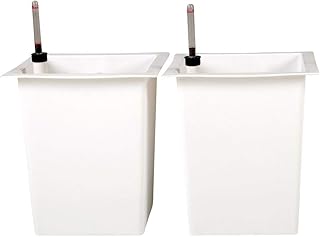 VIVANNO Blumenkübeleinsatz aus Kunststoff mit Bewässerungsset - 29x29x32 cm - weiß - 2er Set