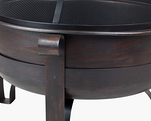 Fire Sense 62339 Fire Pit Cornell Wood Burning Unique Brushed Bronze Finish Lightweight Portable Outdoor Firepit Backyard Fireplace Included Multipurpose Screen Lifter Tool - 31" #TOP3