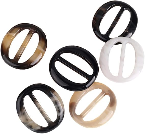 Image of 6 Pcs Color Random Scarf Clip Ring Scarf Clasp Slides T Shirt Clips Rings Oval Plastic Scarf Buckle Holder for Women Brooches and Pins Jewelry