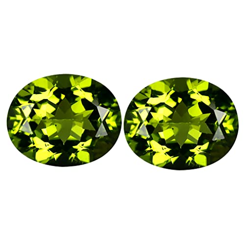 Péridot vert véritable 5,09 ct : paire assortie sans nuance de couleur pour boucles d'oreilles