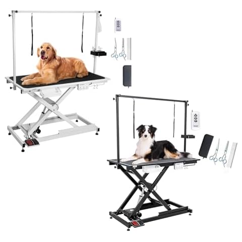 CIRONBOW Electric Dog Grooming Table 50INCH for Large Dog (Black & White) Cover
