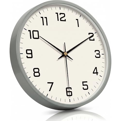 Image of STAR WORK Silent Non-Ticking Wall Clock 12 inch Inch Analog Clock & LCD Display | Calendar Date, Day, Temperature, Operated Decorative Clock for Living Room, Kitchen, Bedroom,Office (White Black)