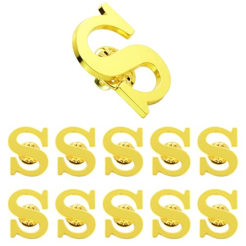 Image of 10Pack A-Z 26 Letters Pins Brooches Silver Plated Metal Broaches Pins-GOLD Initial Breast Brooch pin Tack Name Personalized Gifts for Women Men