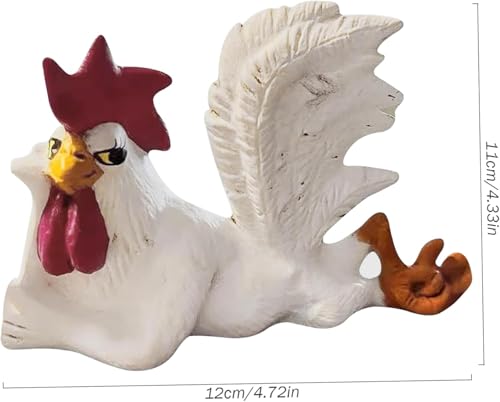 Figura de gallo blanco para decoración de mesa rústica miniatura 2