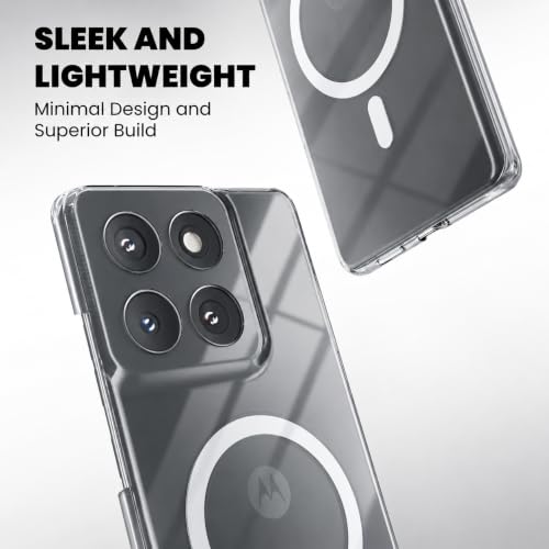 Image of DIZORO Crystal Clear Magnetic Compatible with Motorola Moto Edge 60 pro Back Cover case with Anti-Yellow (Compatible with Magsafe) Anti-Scratch | Shockproof Transparent Cover