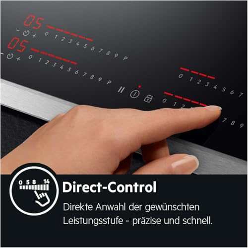 Foto von AEG IKE64450XB Elektro-Kochfeld/60 cm/Glasfarbe Schwarz/Induktionskochfeld mit Power-Funktion/3stufige Restwärmeanzeige/autarkes Kochfeld/Edelstahlrahmen