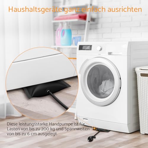 Maxetodo Montagekissen Luftkissen Set 2pcs Hebekissen Bis 200KG Max 6cm Luftkissenheber Pumpkissen Pneumatikspanner Für Installation Von Schrank Türen Fenstern Möbel Reparatur Von Autos