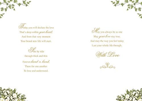 Nephew and Wife on Your Wedding Day Card, Metallic with Floral Colors, 16.5 cm x 23.6 cm - Image 3