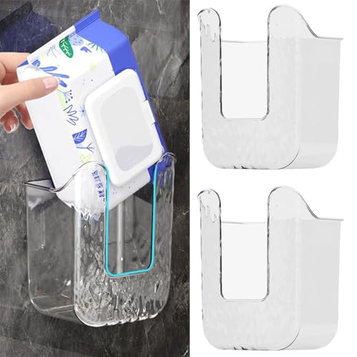 GmwyCzV 2 Piezas Caja Dispensadora De Toallitas Húmedas, Cajas de Almacenamiento para Toallitas Montada En La Pared, Caja de Contenedor de Toallitas Recargables, para Cocina, Dormitorio, Hogar, Baño