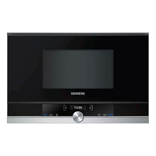 Siemens MDA BF634LGW1 iQ700 - Microondas integrable / encastre sin marco sin grill, 21 L, 900 W, color blanco con acero inoxidable