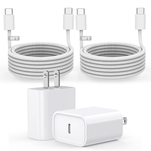 [Apple MFi Certified] iPhone Air/17 Charger,USB C Fast Charging 2Pack 20W Apple Charger Type C Block 6FT USB C to C Woven Cable for iPhone 17 Pro Max/16 Plus/16 Pro Max/15 Pro Max,iPad Pro/Air/AirPods