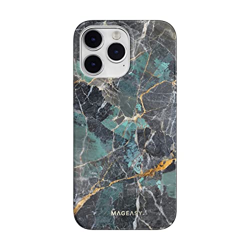 【MagEasy】 iPhone 14 Pro Max 対応 ケース カバー 米軍MIL規格 マーブル 模様 おしゃれ 大人女子 スマホケース 大人可愛い 耐衝撃 衝撃吸収 薄型 スマホカバー 対衝撃 iPhoneケース [ Apple iPhone14プロマックス iPhone14ProMax アイフォン14プロマックス 対応 ] Marble エメラルドブルー