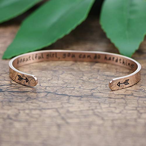 Joycuff Bracelets For Women Teen Girl Daughter Inspirational Mantra Engraved Stainless Steel Metal Open Cuff Bangle Rose Gold #TOP2