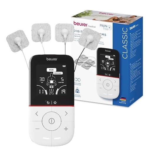 Beurer EM 56 TENS/EMS digital, dispositivo de electroestimulación 3 en 1 para el alivio del dolor sin medicamentos mediante estimulación eléctrica nerviosa, entrenamiento muscular, 22 programas