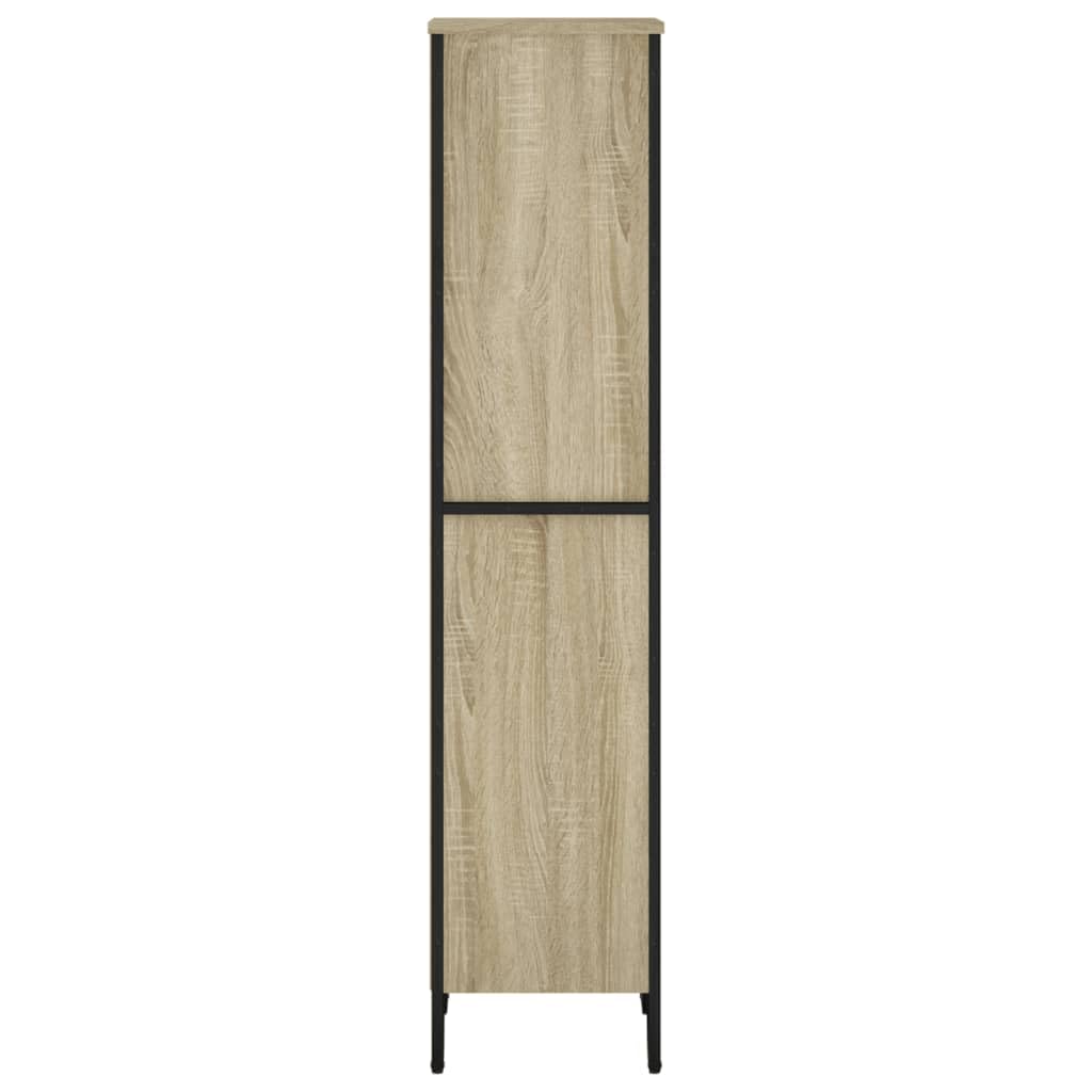 Libreria in rovere Sonoma, 50 x 31 x 137,5 cm, in legno con 4 scomparti aperti, piastra superiore stabile, piedini in metallo, supporto da parete, ideale per soggiorno, ufficio, cameretta dei
