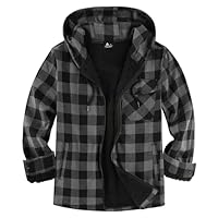 JACKETOWN Chaqueta Leñador Hombre Camisera Forrada para Hombre Capucha a Cuadros de Franela Cremallera Sherpa Trekking Invierno Camisa Franela Actividades al Aire Libre(Gris Oscuro XL)