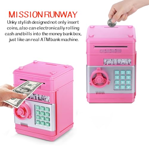 Image of Refasy Piggy Bank Cash Coin Can ATM Bank Electronic Coin Money Bank for Kids Age 3-12, Money Savings Box Mini ATM Coin Bank Toys Gifts for 3 4 5 6 7 8 9 10 11 12 Year Old Boys Girls