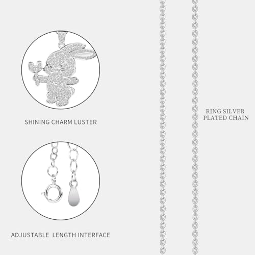 Bunny Necklace Bunnies Pendant Jewelry Merchandise Cubic Zirconia 18K Gold Plated3