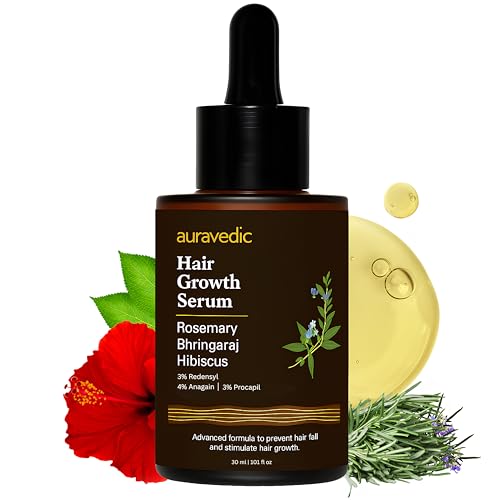 Auravedic Advance Hair Growth Serum For Scalp With Anagain 2%, Redensyl 3%, Procapil 3%, Caffeine, Biotin, Bhringaraj, Rosemary Oil For Hair Serum For Hair Fall Control