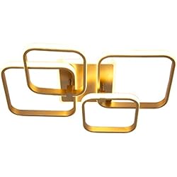 Pantallas Para Lamparas De Techo Amazon Redondo Salon Lámpara de Techo LED Square Restaurante Luz de Techo Moderna Diseño Regulable Dorado Control Remoto Dormitorio Lampara de Techo Creativa Oficina Cocina Araña de Techo Acrílico Pantalla