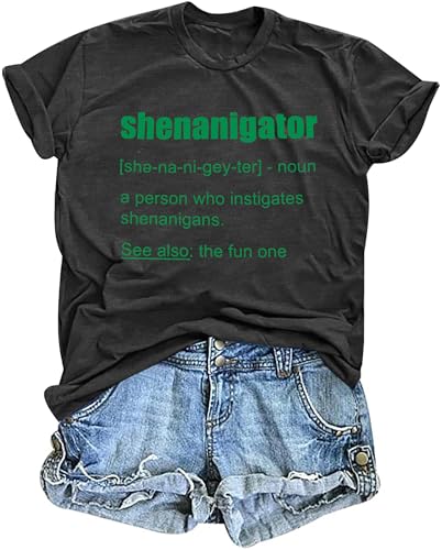 St Patrick's Day Shirt Women: Funny Shenanigator Irish Day T Shirts Clover Shamrock Tee St Paddy's Day Drinking Tops